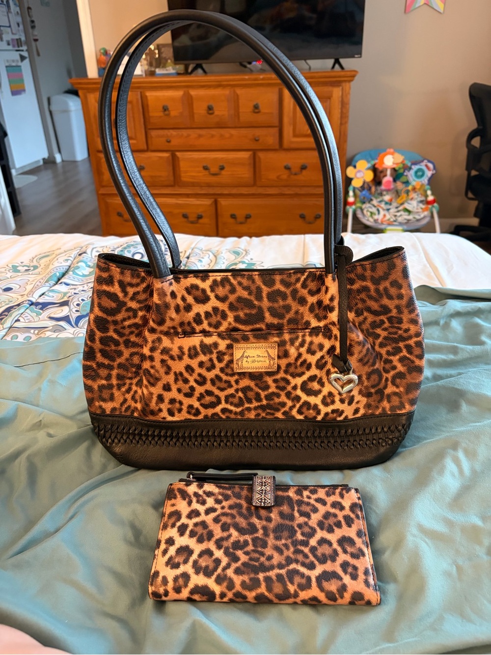 Brighton Africa Stories Ayanna Leopard Tote Bag with Matching Wallet
